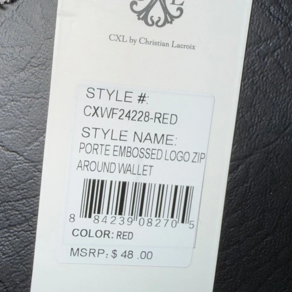 CXL by Christian Lacroix Red Embossed Logo Zip Around Wristlet Wallet NWT